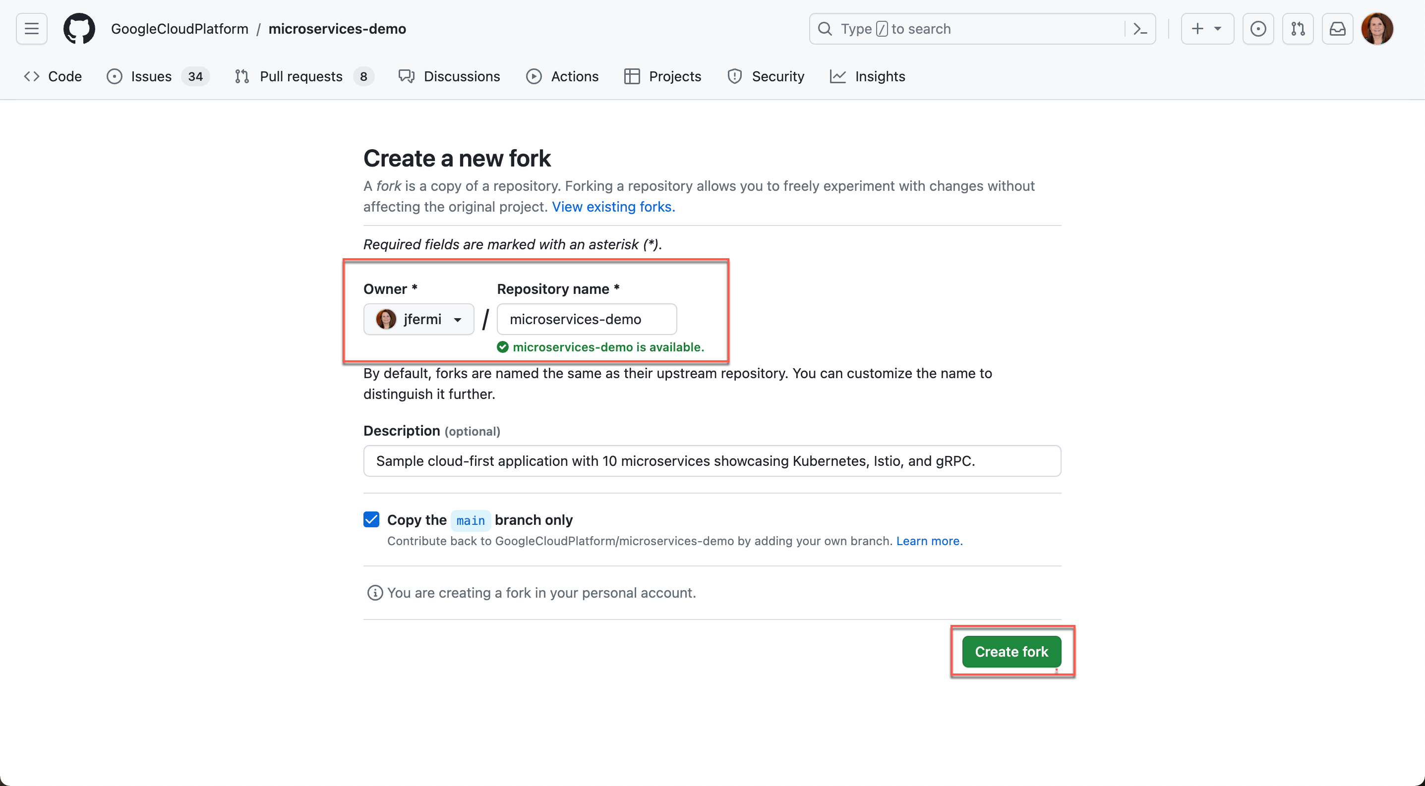 Select GitHub Account